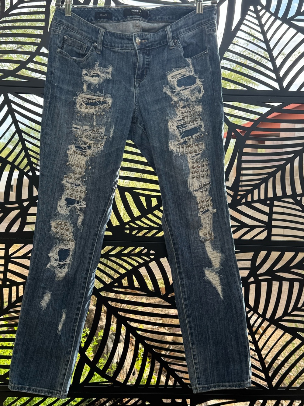 Torrid Premium Boyfriend Rock n Roll Studded + Destroyed Sz 12